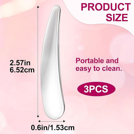 3pcs Mini Metal Cosmetic Spatulas, Reusable Skincare Applicator, Makeup Spoons Facial Beauty Accessories for Essence Skin Care Cream Eye Cream Mask Mixing- Silver