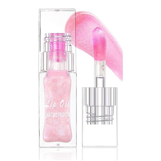 Magical Pink Color-Changing Oil Gloss - Moisturizes & Plumps, Warm Glitter Finish - Clear Tint Lip Care