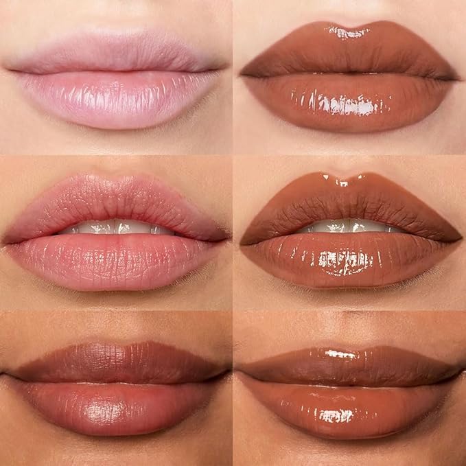 Hydrating Glow Lip Gloss Oil, Tinted Lip Plumper Lip Glosses Oil, Younger-Looking Lips Chocolate Scent, Non-Sticky Creamy Texture for Dry Lips, Brillo labial en aceite hidratante con brillo 01#