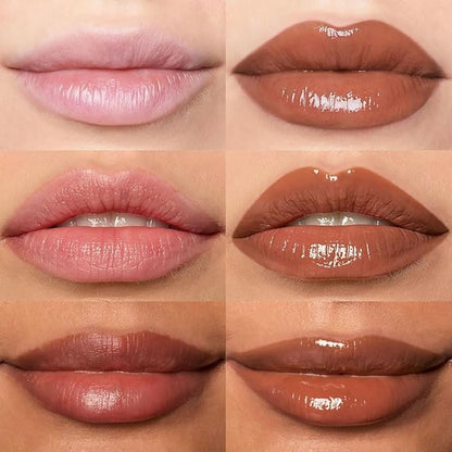 Hydrating Glow Lip Gloss Oil, Tinted Lip Plumper Lip Glosses Oil, Younger-Looking Lips Chocolate Scent, Non-Sticky Creamy Texture for Dry Lips, Brillo labial en aceite hidratante con brillo 01#