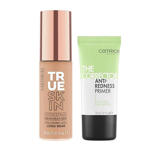 Catrice | True Skin Foundation 46 & The Corrector Anti-Red Primer| Full Coverage Makeup | Vegan & Cruelty Free