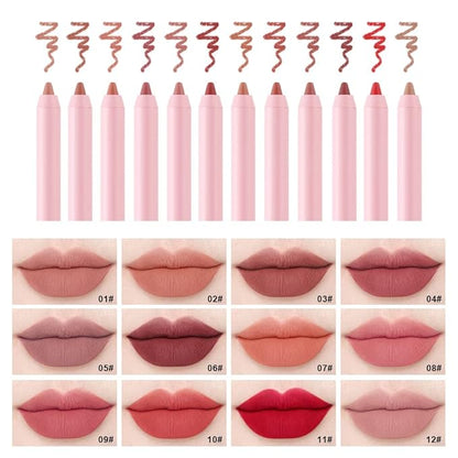 IYARKAI® Matte Lip Liner Pencil Set, 12 Colors Smooth Lip Liner Set, Matte Velvet Lipstick Pen, Smudge-proof and Waterproof, Long Lasting Fade Resistant, for Daily Travel Party Work