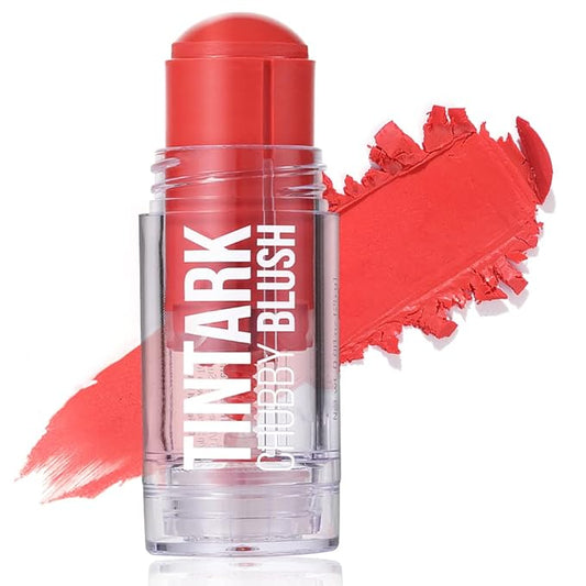 Chubby Cream Blush Stick for Face Cheek Lip Eye, Light Translucent Color for Fair Skin, Velvet Mousse Texture, Natural Pink Magenta Peach Red Matte Makeup Blusher, Vegan Cruelty Free