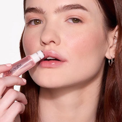 MCoBeauty 2-in-1 Glow & Treat Lip Oil, Peach, Hydrating Tint for Luscious Lips, Vegan, Cruelty Free Cosmetics