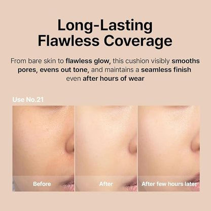 Farmstay Black Snail & Peptide 9 Perfect Cushion Foundation | Full Coverage, Lightweight, Skin-Fit, Smooth Radiant Finish, Korean Cushion Foundation (#25 Sand Beige, 0.53 Fl Oz)