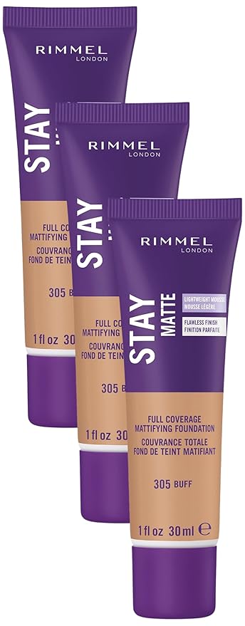 Rimmel Stay Matte Foundation, Buff, 1 Fluid Ounce (Pack of 3)