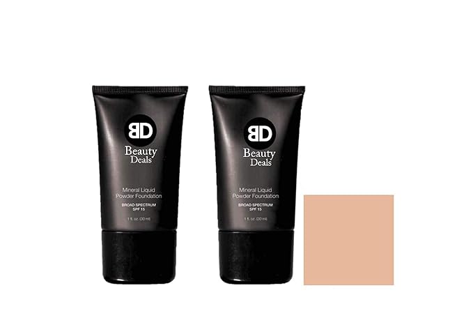 Mineral Liquid Powder Foundation Broad Spectrum SPF 15 Pack of 2 (Pale Beige)