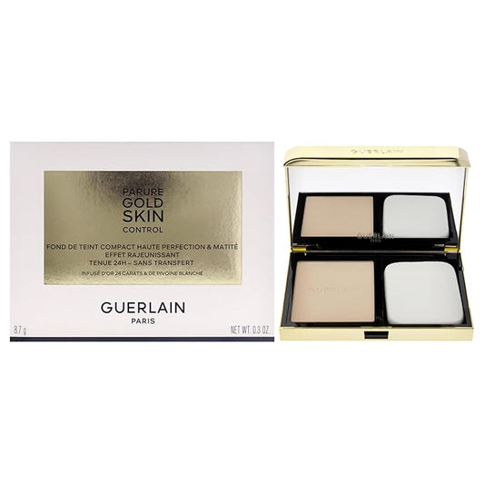 Parure Gold Skin Control Matte Compact Foundation - 0N Very Light Skin with Neutral Beige Undertones by Guerlain for Women - 0.3 oz Foundation