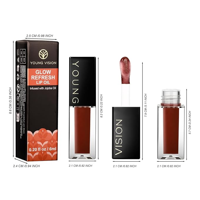 YOUNG VISION Lip Glow Oil, Lip Gloss with Jojoba Seed Oil, Moisturing and Plumping,0.20 fl oz(Pack of 1)