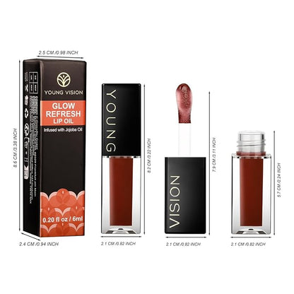 YOUNG VISION Lip Glow Oil, Lip Gloss with Jojoba Seed Oil, Moisturing and Plumping,0.20 fl oz(Pack of 1)