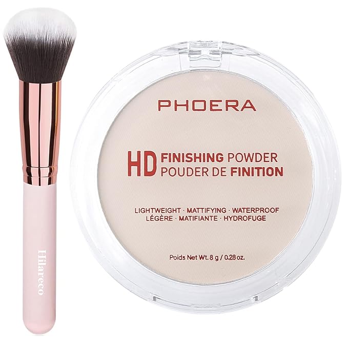 PHOERA Foundation Pressed Face Powder, Soft Focus Setting Powder, Silky Powder For Creating Without Shine, Smooths Pores & Lines, Up to 24H Wear Oil Control,0.28 Oz (002 Banana)