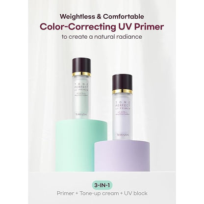 Korean Face Primer SPF40 - Purple Tinted Makeup Base for Dull, Sensitive Skin - Color Correcting, Moisturizing, Anti-Yellow Tone Corrector(Primer - Purple Tinted)