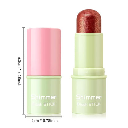 Boobeen Cream Makeup Blush Stick, Shimmer Blush for Cheeks, Lightweight Waterproof Highlighter Blush Wand, Easy to Blend
