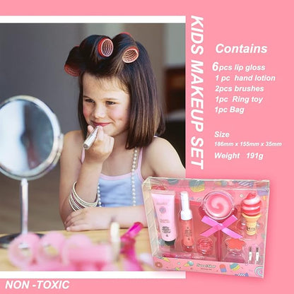 M&U MAKE YOU UP Lip Gloss Set for Girls, 11Pcs Lip Care Set with Ice Cream and Lollipop Shaped Lip Glosses