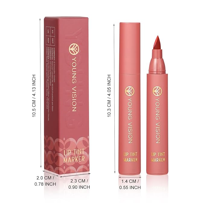 YOUNG VISION Lip Tint Marker, Lightweight Lip Stain, Liquid lipstick with Nude Matte Shades, Lip Liner and Stick 2-in-1, Long Wearing and Waterproof