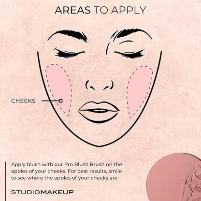 StudioMakeup Blush for Cheeks (Petal) - Easily Blendable Powder Blush for Glass Skin Glow - All Day Wear Makeup Blush with Medium Coverage and Natural Finish - Face Blushes for All Skin Types