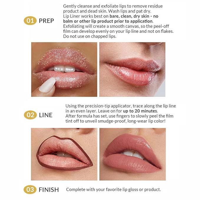 Waterproof Peel-Off Lip Liner Stain - Long-Lasting, Non-Stick, Vivid Color, Creamy Texture, Moisturizing, and Enhances Complexion for All Skin Types (Rose, 1pc)