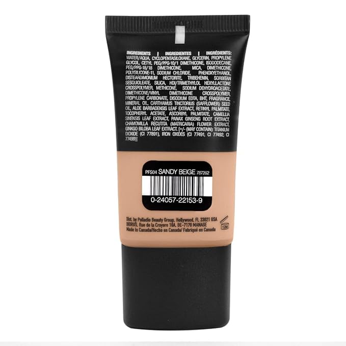 Palladio Liquid Foundation Ounce, Sandy Beige, 0.91 Fl Oz