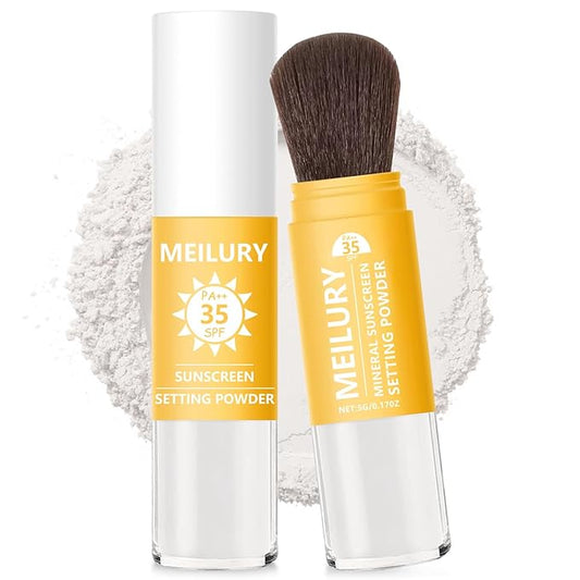 Sunscreen Setting Powder SPF 35, Oil Control Natural Matte Finish Loose Powder Translucent Lasting Lightweight Breathable for All Skin (#03 White)