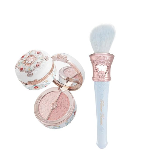 Flower Knows Butterfly Cloud Collar Rouge Box Highlighting & Blush Duo Powder 01 Rouge Snow+Butterfly Cloud Collar Angled Powder Brush Pearly Moonlight