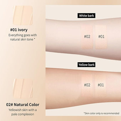 CC Cream with SPF 50+ with Brush, Waterproof Flawless Concealer Full Coverage BB Cream for All Skin Types, Lightweight Powder Foundation Full Coverage, Pre-makeup Primer Refine Skin Texture (Ivory)