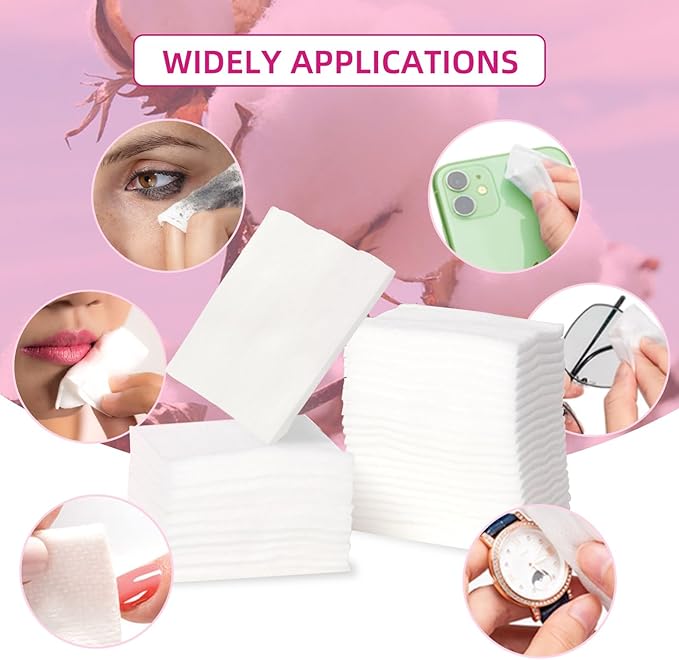 100% Cotton Squares for Face, 165 Count, Lint-Free, Ideal for Sensitive Skin, Cleansing and Makeup Removal