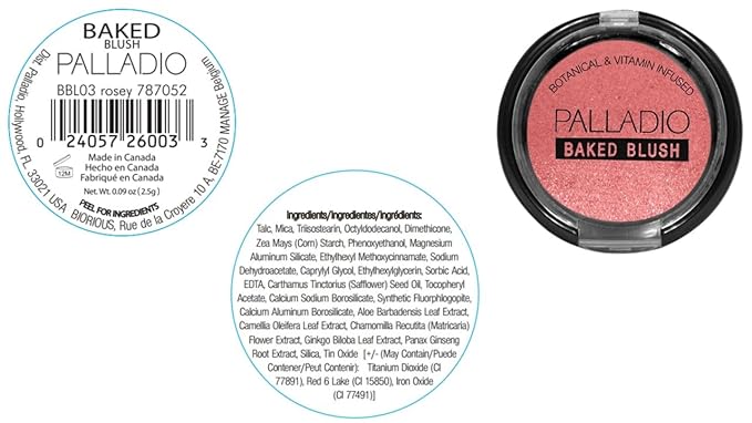 Palladio Baked Blush, Highly Pigmented Shimmery Formula, Easy to Blend and Highly Buildable, Apply Dry for a Natural Glow or Wet for a Dramatic Luminous Look, Long Lasting for All day Wear, Rosey
