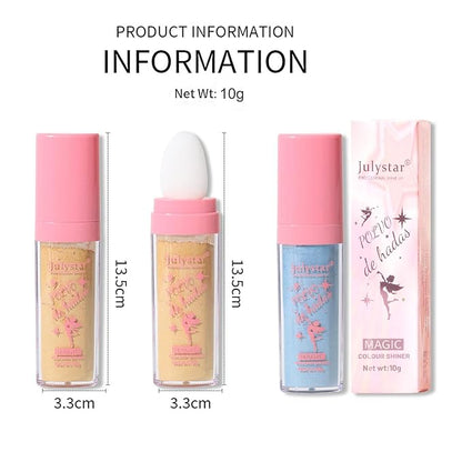 GL-Turelifes Polvo De Hadas Hightlighter Stick Puff Fairy Bomb Stick Glitter Loose Powder Highlight Contouring Powder Shimmer for Eyes, Face, Body Brighten Makeup(P03 wheat)