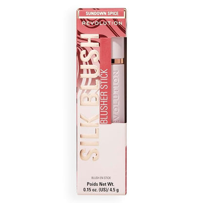 Revolution, Skin Silk Marble Blush Stick, Buildable Color for Cheek, Eye, & Lip, Cream-to-Powder Formula, Vegan & Cruelty-Free, Sundown Spice, 0.15 oz