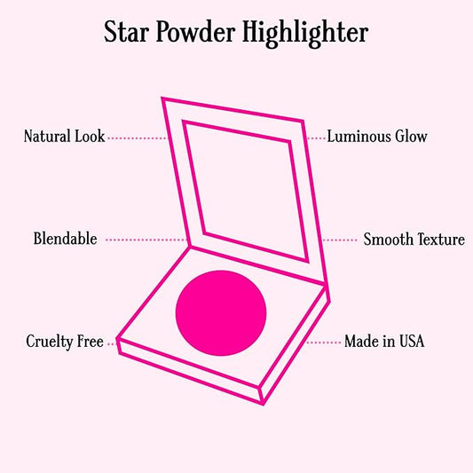 Gerard Cosmetics Star Powder Highlighter Grace, Pearlescent White Highlighter Makeup for Glowing Skin, Professional Facial Luminizer, Cruelty Free, Made in the USA