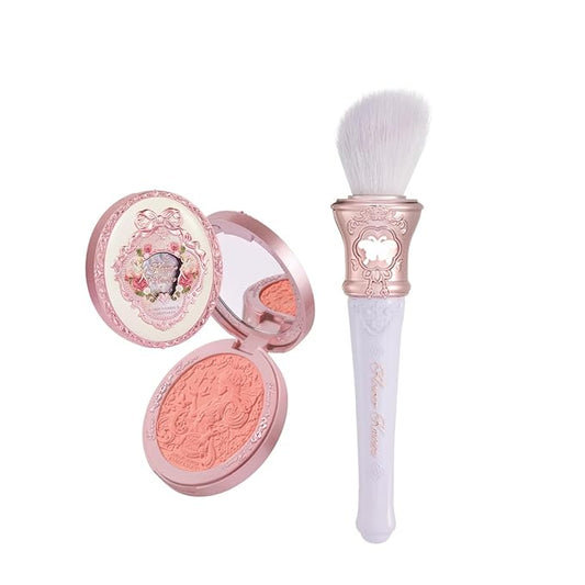 Flower Knows Midsummer Fairytales Embossed Blush 01 Blooming Days+Butterfly Cloud Collar Angled Powder Brush Frosty Wisteria