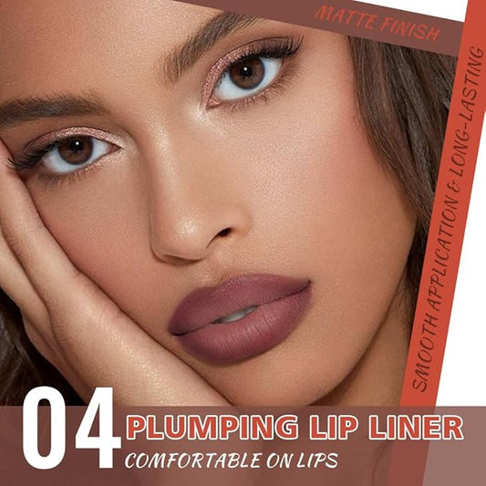 Retractable Matte Lip Liner Pencil, Brownish Red Plump Lip Liners Long-Lasting Creamy Formula for Shaping & Sculpting lip filler pen, Subtle Touch Velvet Pigmented Crayon Lip Liner 04#