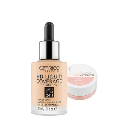 Catrice | HD Liquid Coverage Foundation 05 & Under Eye Brightener 10 Light Rose | Full Coverage Makeup | Vegan & Cruelty Free