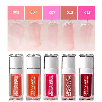 2 Colors Hydrating Plumping Lip Glow Oil,Moisturizing Lip Oil Gloss Transparent Glossy Lip Gloss Primer Lip Tint for Lip Care and Dry Lip (012#+015#)
