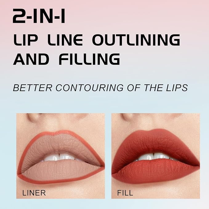YOUNG VISION Gourd-Shaped Precision Liquid Lipstick & Lipliner - Nude Matte Perfection