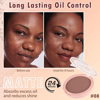 Oil Control Face Pressed Powder, Matte powder setting powder, long-lasting and waterproof loose powder, Flawless Lightweight Face Cosmetics, Cruelty-free, (08, 1 Pcs)