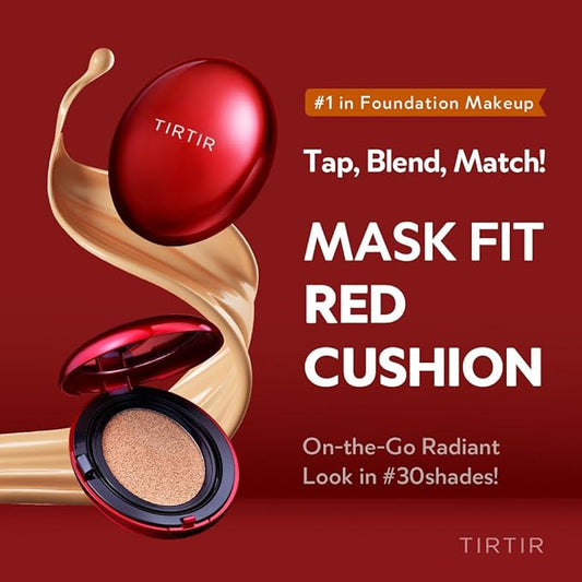 TIRTIR Mask Fit Red Cushion Foundation | Full coverage, Weightless, Skin fit, Satin Glow Finish, Korean Makeup, beauty, Tattoo cover up, Buildable (#45N Saddle Brown, 0.63 Fl Oz)