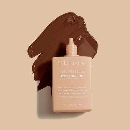 Sigma Beauty Skin Perfector – Hydrating Skin Tint Foundation for Lightweight, Buildable Coverage, With Hyaluronic Acid, Niacinamide Serum, and More (6 Dark Rich Tint, 1.12oz)