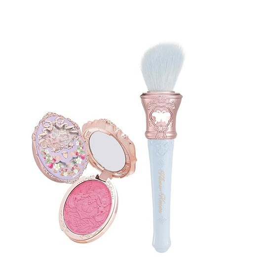 Flower Knows Violet Strawberry Rococo Embossed Blush G02 Little Cranberry+Butterfly Cloud Collar Angled Powder Brush Pearly Moonlight
