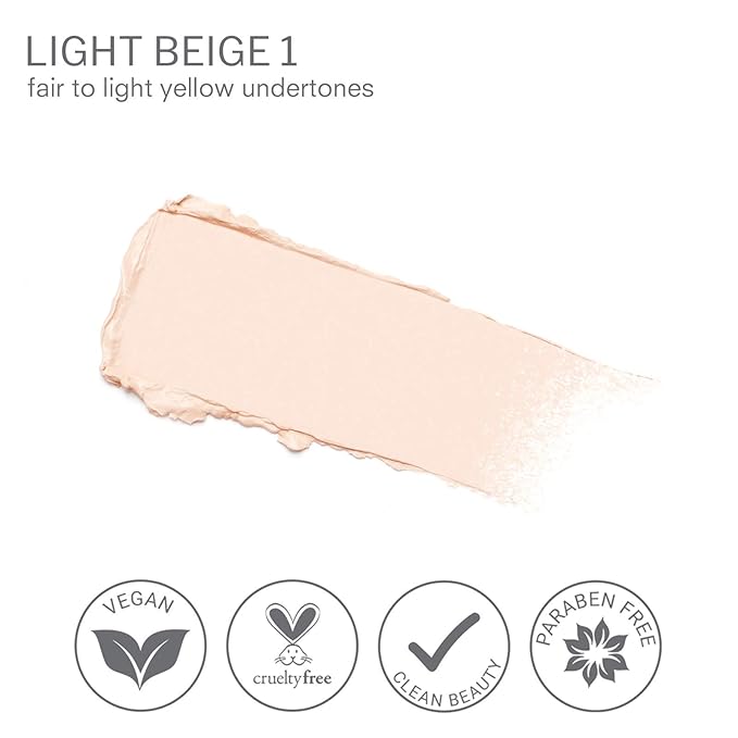 Camera Stick Foundation by True + Luscious - Full Coverage Cream Foundation - Non-Comedogenic & Hydrating Formula - Vegan, Paraben Free, & Cruelty Free - 0.49 oz (Shade 1: Light Beige)