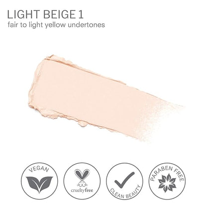 Camera Stick Foundation by True + Luscious - Full Coverage Cream Foundation - Non-Comedogenic & Hydrating Formula - Vegan, Paraben Free, & Cruelty Free - 0.49 oz (Shade 1: Light Beige)