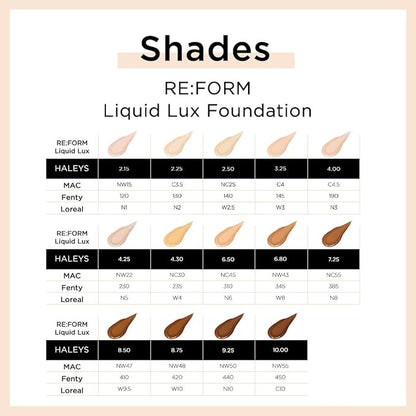 HALEYS RE:FORM Liquid Lux Foundation (10.00) Vegan, Cruelty-Free Foundation Makeup - Even Skin Tone and Cover Blemishes & Imperfections with a Luminous Finish for Long-Lasting Wear