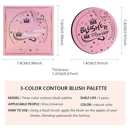 Matte Shimmer Blush Highlight Bronzer Powder Palette with Mirror for Face Cheek Contour Brightening,Buildable Coverage Natural Makeup,Ultra Sculpt Nose Shadow (Matte rose pink nude)