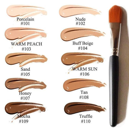 Phoera Foundation Set with Makeup Brush - Matte Cream Foundation Kit with 109 (Mocha) Shade & Applicator - Full Coverage Concealer - 24hr Oil Control - 30ml