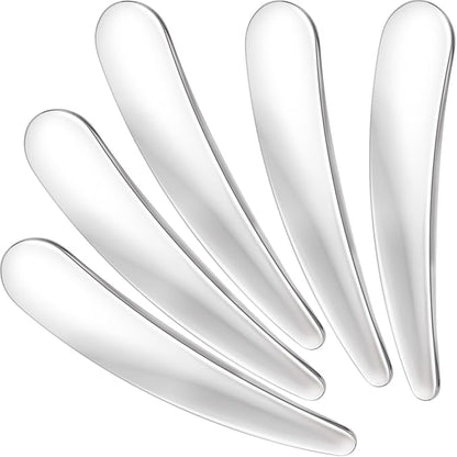 5PCS Mini Makeup Cosmetic Spatula, Reusable Metal Makeup Spatulas Skincare Spoon, Facial Cream Mask Applicator Scoop, Mild Beauty Tools for Mixing, Sampling Face Eye Cream - Silver