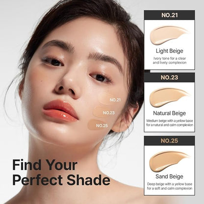 Farmstay Black Snail & Peptide 9 Perfect Cushion Foundation | Full Coverage, Lightweight, Skin-Fit, Smooth Radiant Finish, Korean Cushion Foundation (#21 Light Beige, 0.53 Fl Oz)