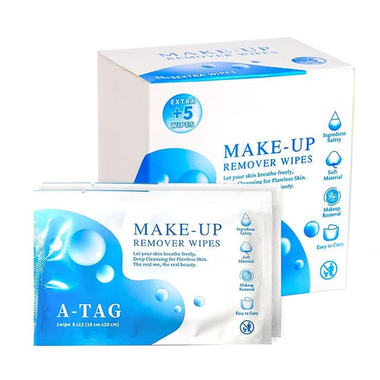 Make-up Remover Facial Cleansing Alcohol Free and Waterproof Makeup Remover Wipes, With Vitamin E Make up Remover Wipes for Face, Eyes, Lips. 25+5 Extra wipes