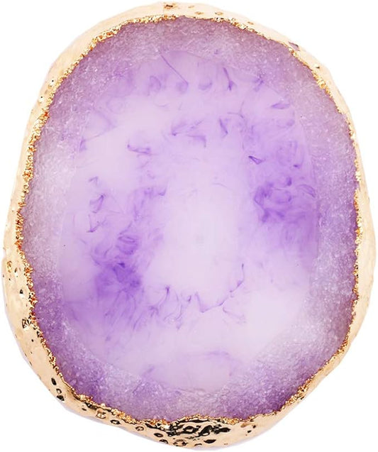 JASSINS Resin Nail Art Palette,Nail Art Painting Mixed Color Palette Gold Edge Nail Gel Color Makeup Display Board (Purple)