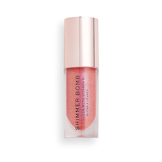 Revolution Shimmer Bomb Lip Gloss, Lip Tint Infused With Vitamin E, Shimmery Finish, Comes In 6 Colors, Daydream