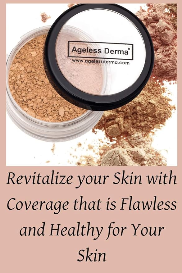 Mineral Face Powder Foundation Makeup. Natural Full Coverage Loose Foundation with Vitamin and Green Tea. Made in USA